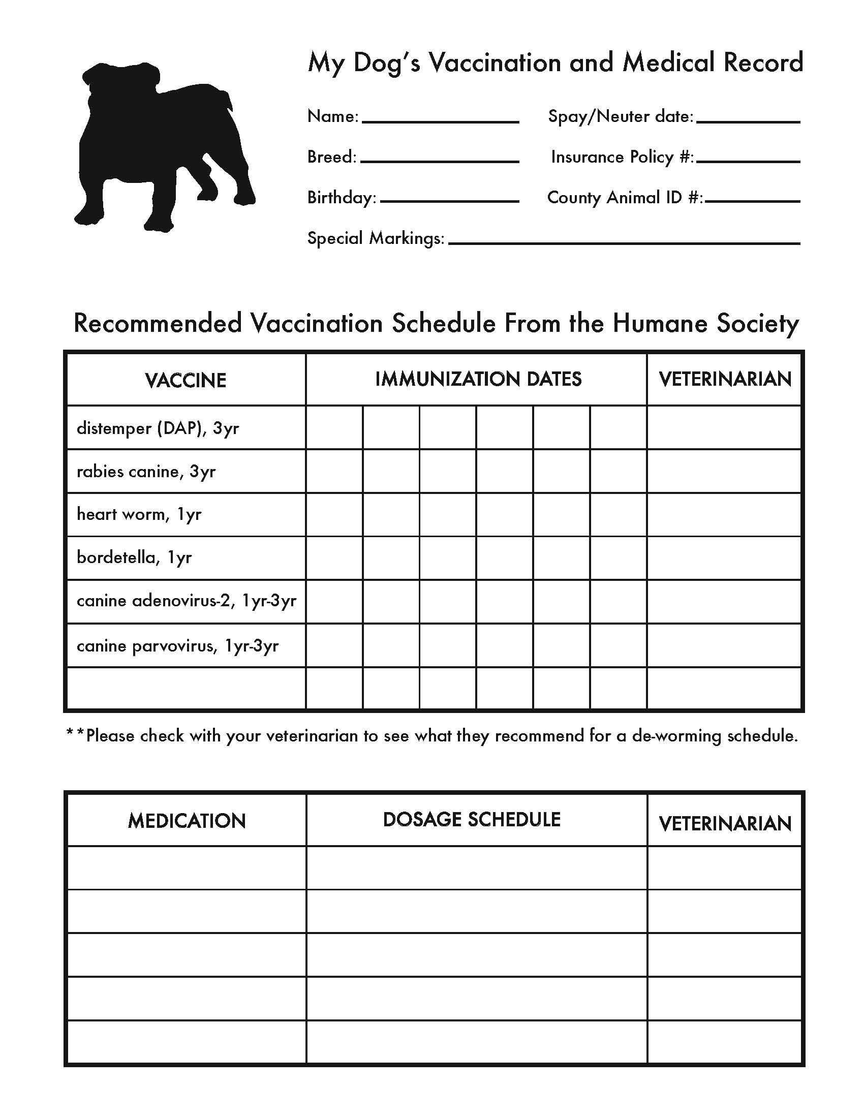 Free Printable Pet Vaccination Record Shop Fresh