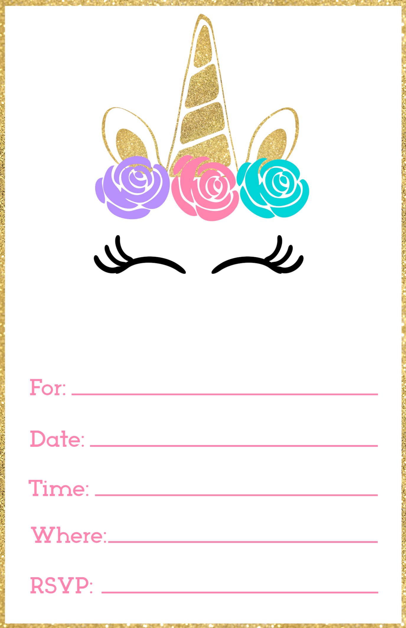 Free Printable Unicorn Invitations Template Paper Trail 