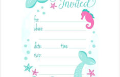 Little Mermaid Birthday Invitation Template Free Cards