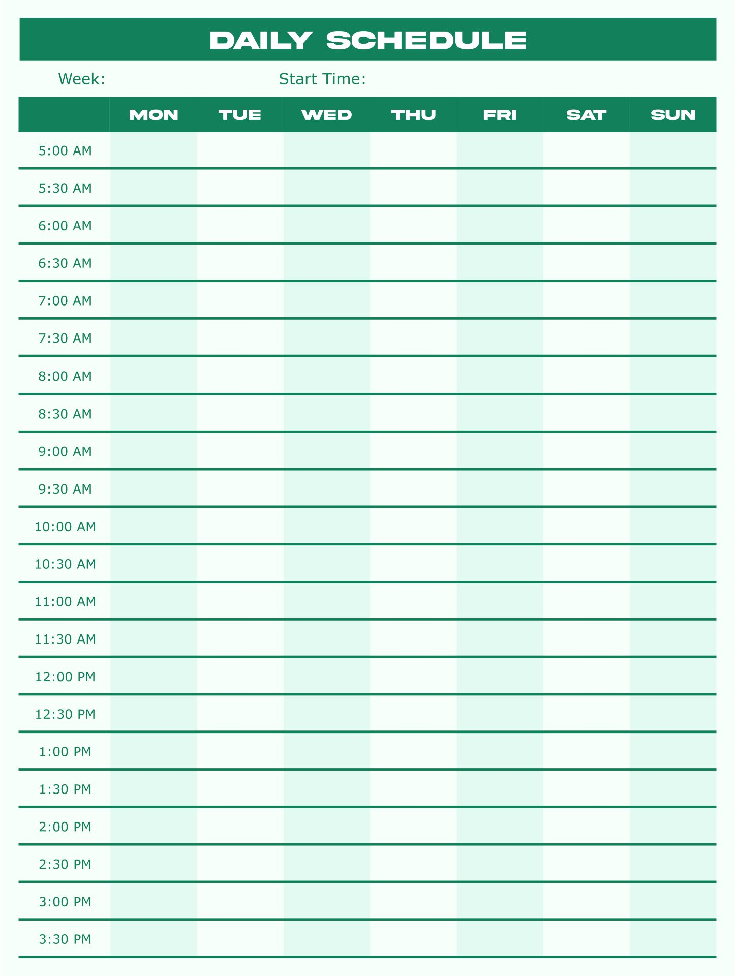 10 Best Printable Daily Hourly Calendar Template 