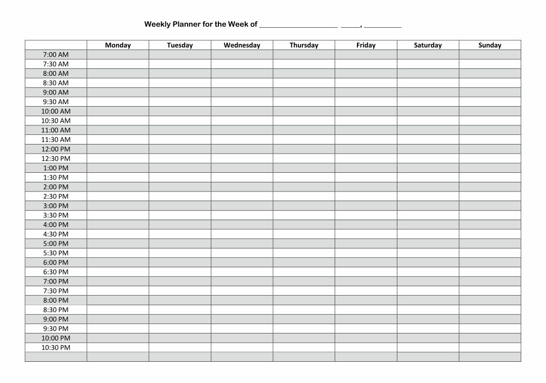 10 Best Printable Daily Hourly Calendar Template 