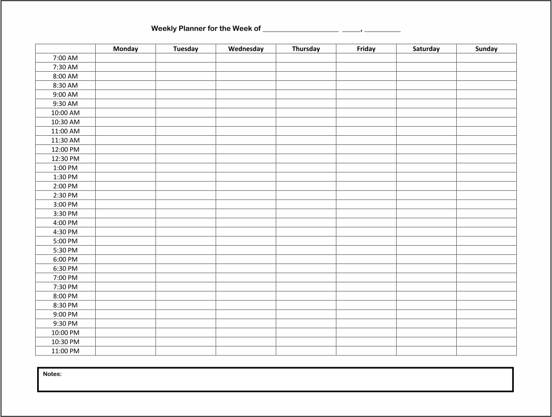 10 Best Weekly Hourly Calendar Printable Printablee