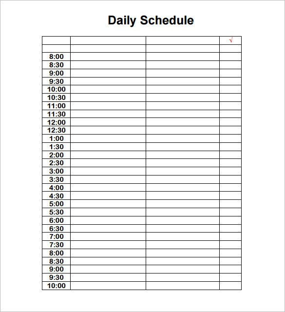 free template for daily schedule