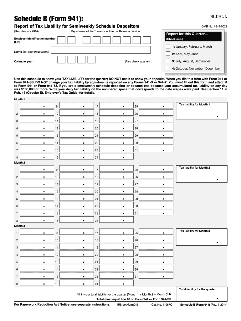 2011 Form IRS 941 Schedule B Fill Online Printable 