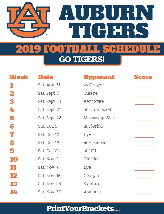 2019 Auburn Tigers Football Schedule Auburn Tigers 