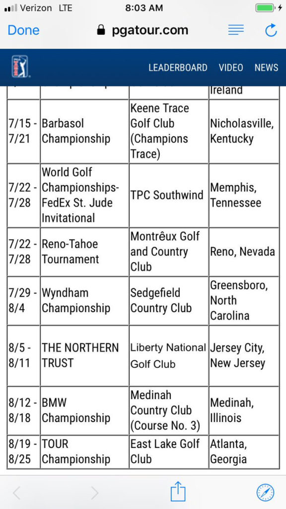 Pga Tour And Live Golf Schedule Ines Jerrine