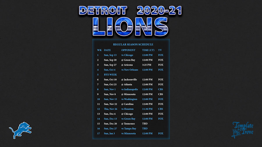 2020 2021 Detroit Lions Wallpaper Schedule