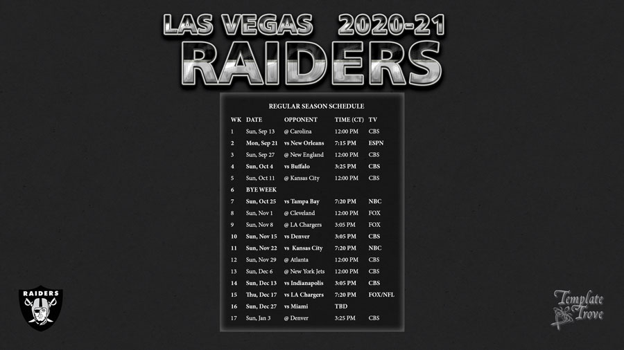 2020 2021 Las Vegas Raiders Wallpaper Schedule