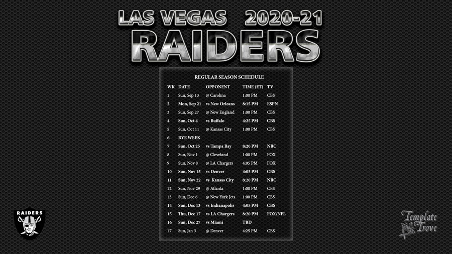 2020 2021 Las Vegas Raiders Wallpaper Schedule