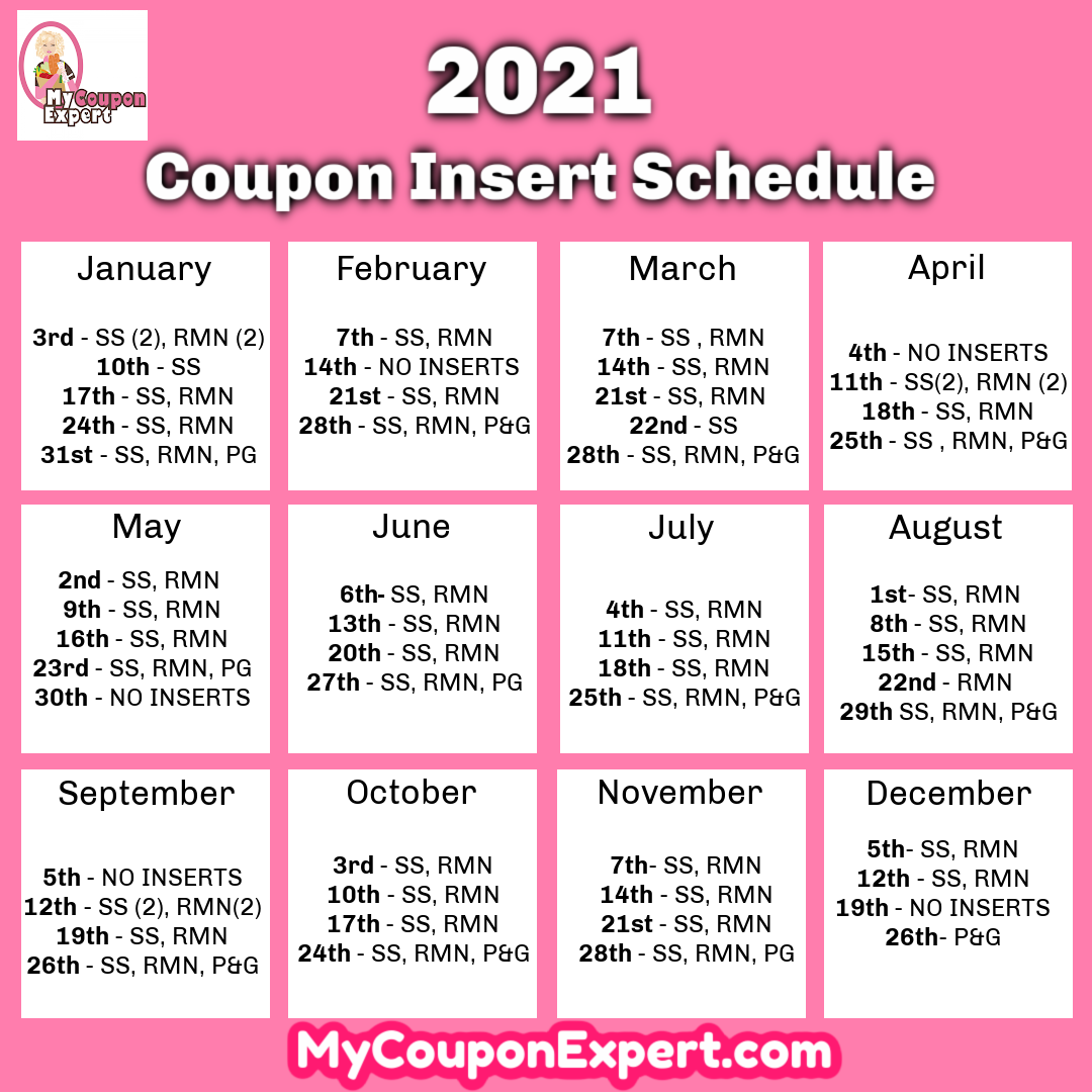 2021 Coupon Insert Schedule PRINTABLE VERSION