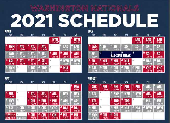 2021 Washington Nationals Team Schedule Tickets 