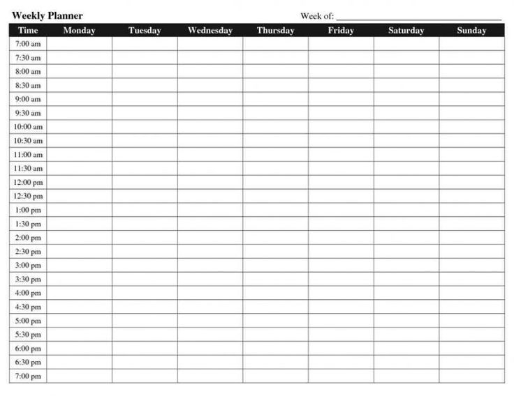 24 Hour Day Planner Weekly Planner Template Daily 