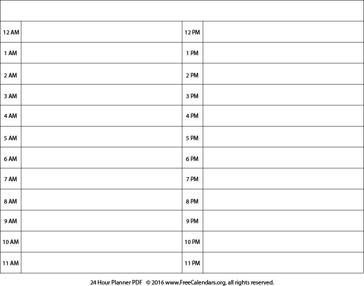 24 Hour Planner PDF Planner Pdf Domain Hosting