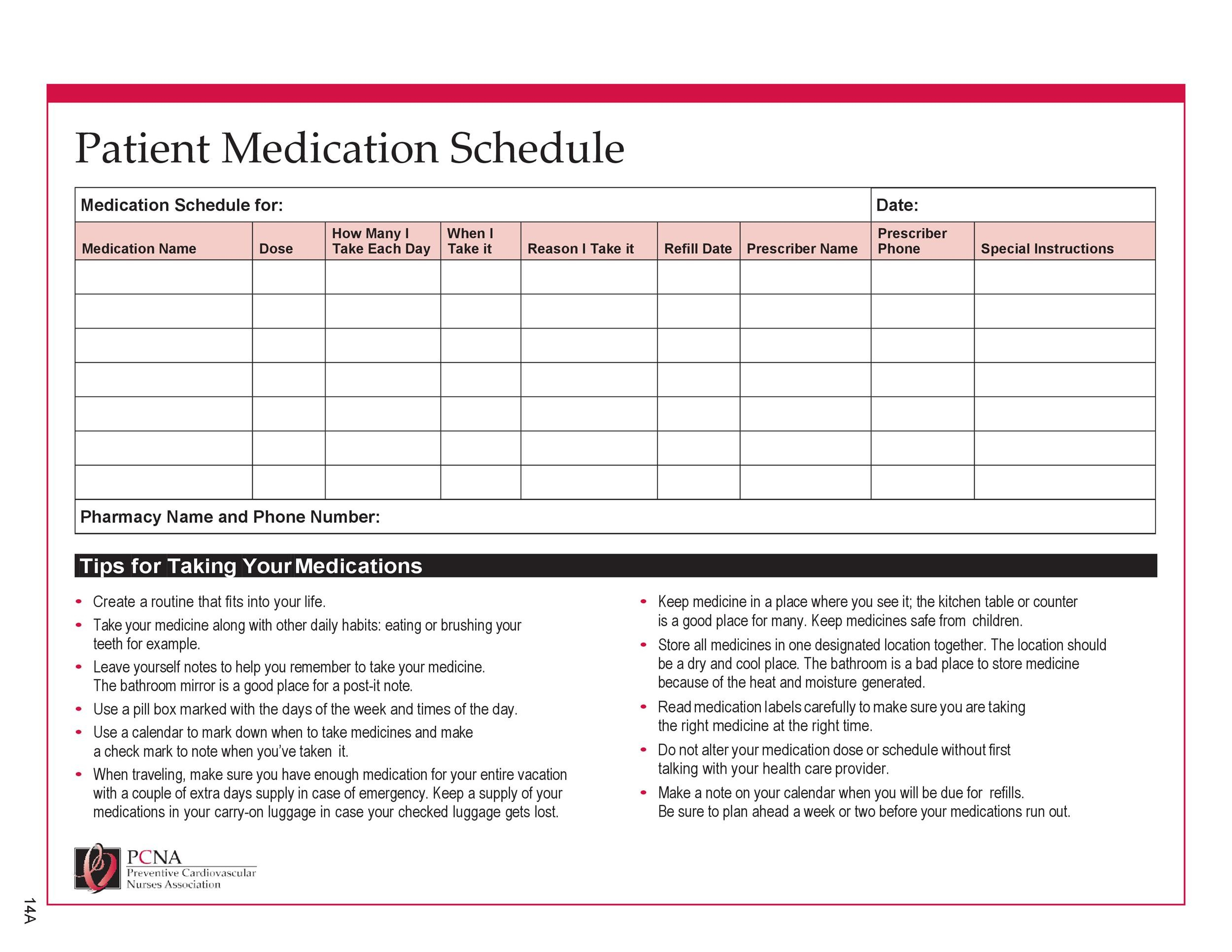 40 Great Medication Schedule Templates Medication Calendars 