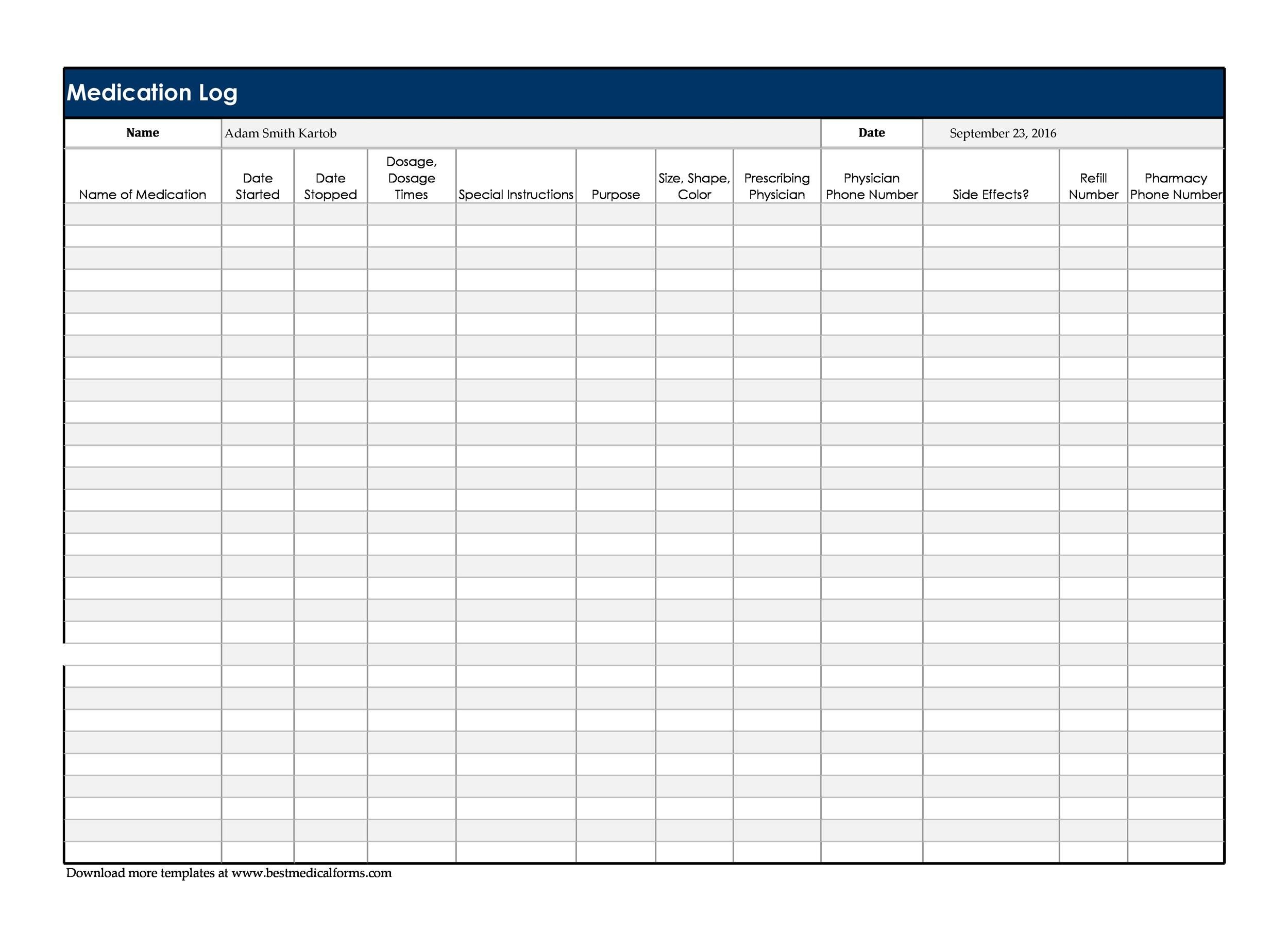 40 Great Medication Schedule Templates Medication Calendars 