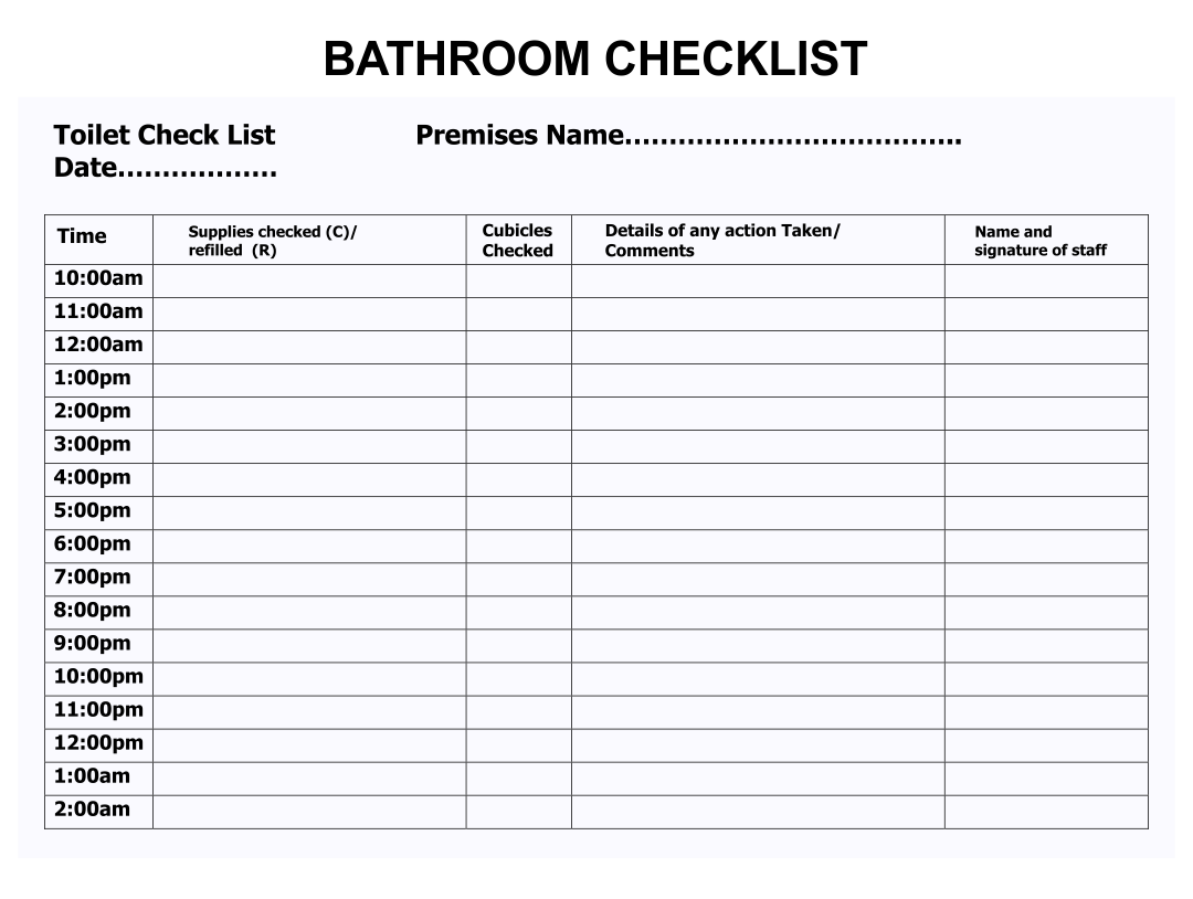 Printable 2 Hour Toileting Schedule Form