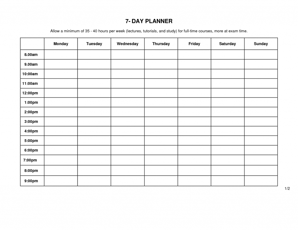 7 Day Weekly Planner Template Printable Template 