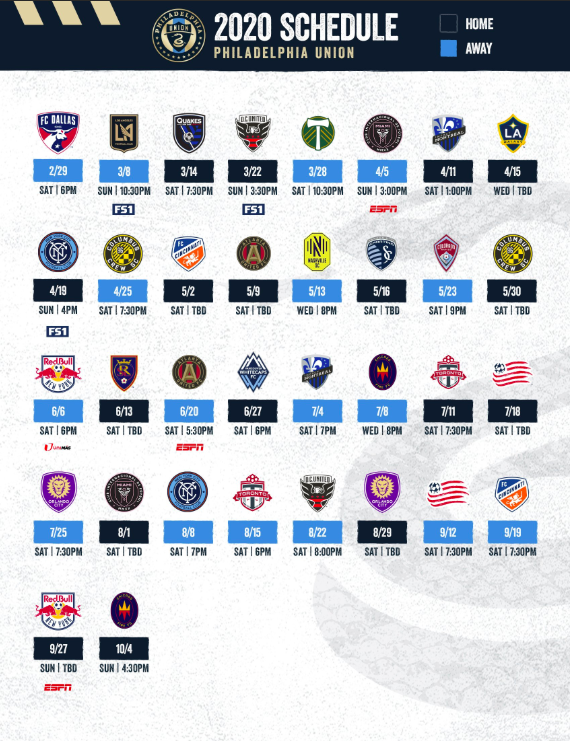 Printable Philadelphia Union Schedule