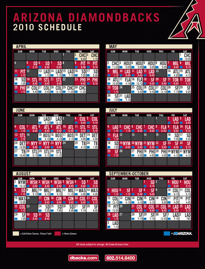 Diamondbacks Schedule Printable