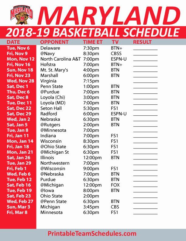 U Of M Basketball Printable Schedule