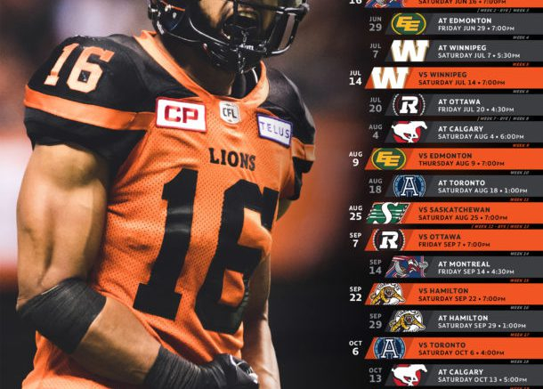 BC Lions 2018 Schedule FVN