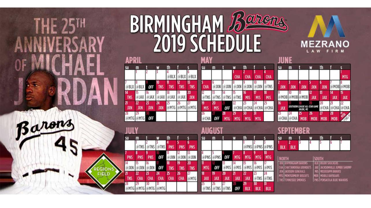 Birmingham Barons Printable Schedule