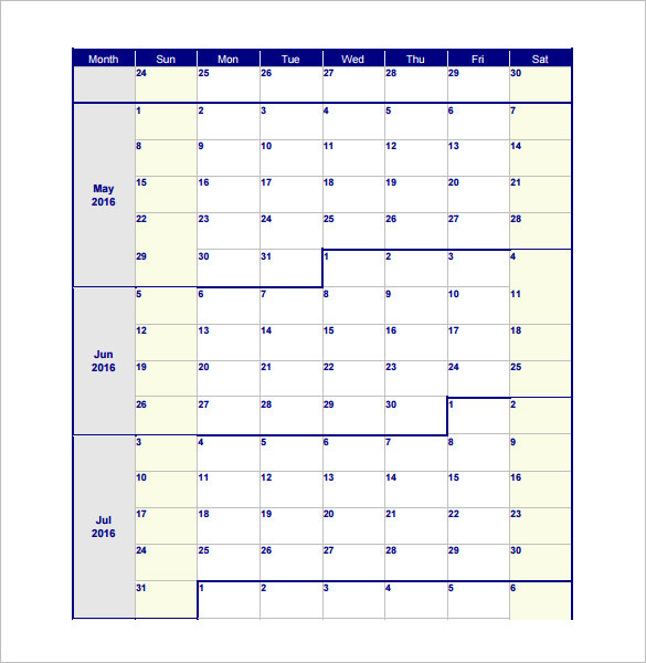 Blank Monthly Work Schedule Template PDF Format Free 