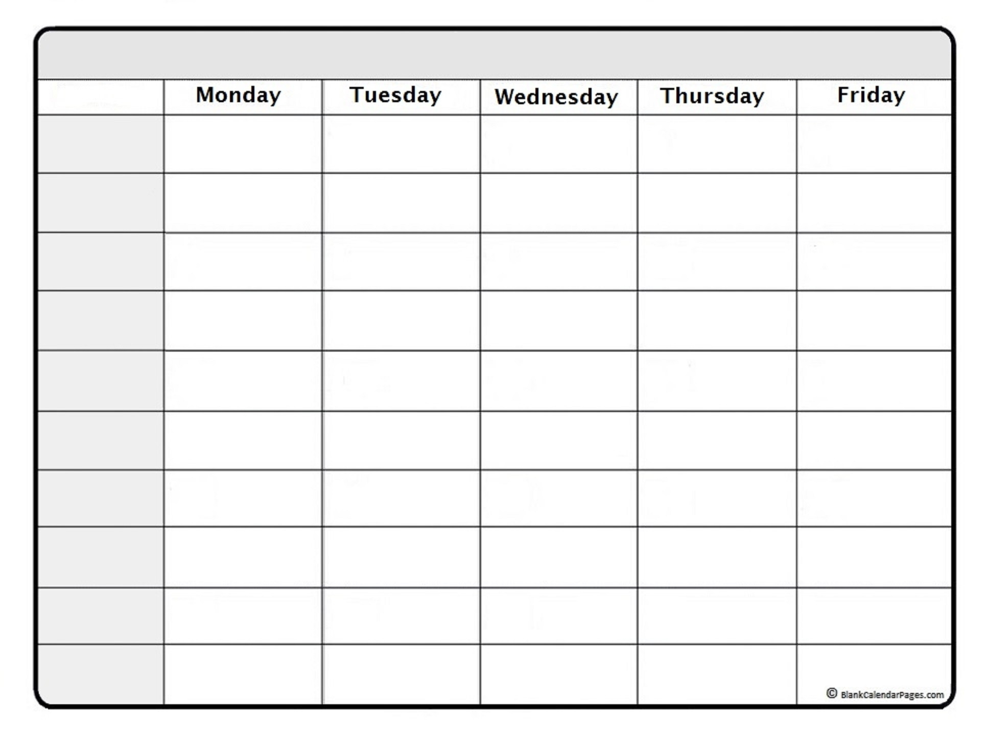 Blank Weekly Schedule Template Printable Calendar 