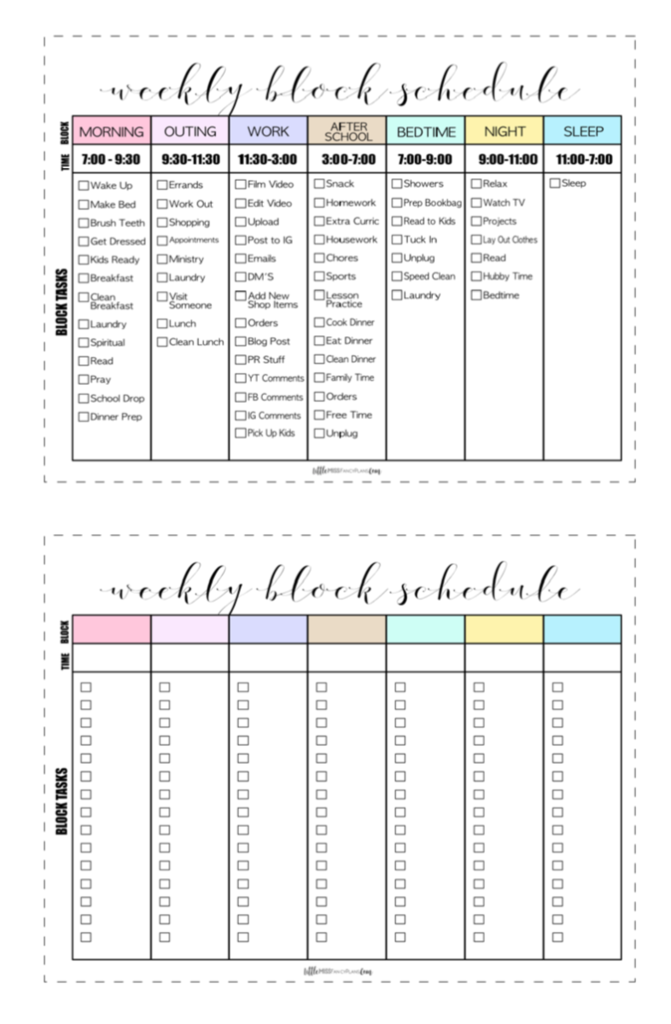 Block Schedule Classic Size Happy Planner Block 