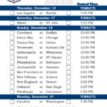 Central Time Week 15 NFL Schedule 2016 Printable