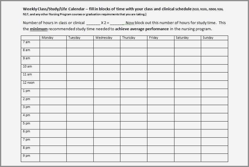 Class Schedule Template College Cards Design Templates