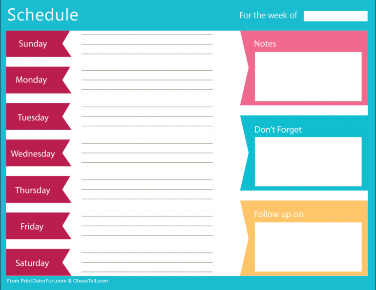 Clean Bold Printable Weekly Schedule Planner Free 