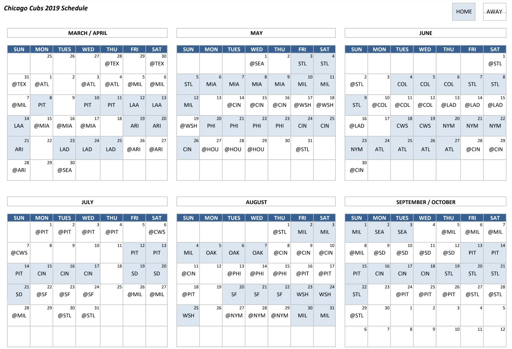 Clean Chicago Cubs Schedule Printable Derrick Website