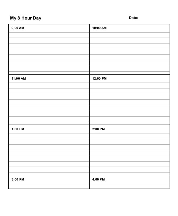 Daily Schedule Template 9 Free Word PDF Documents