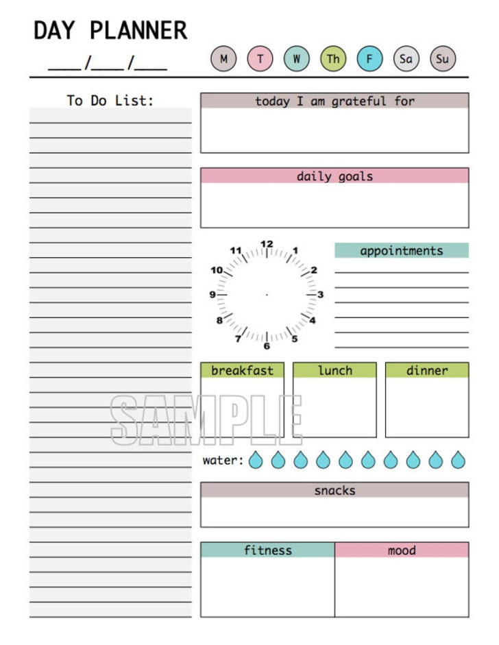 Day Planner Printable Fillable PDF Daily Planner Weekly Etsy ...