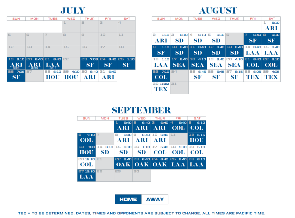 Printable Dodgers Schedule 2021