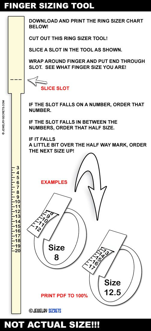 Finger Sizing Tool Printable Ring Size Chart Ring Sizes 