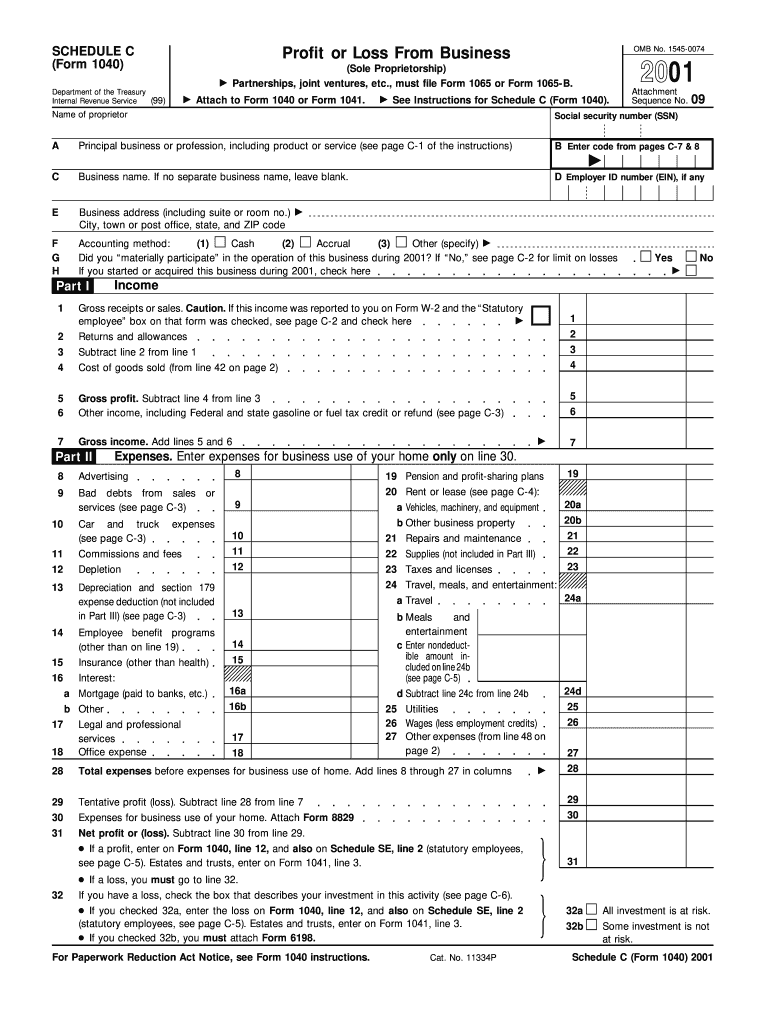 Form 1040 Schedule C Investment At Risk 1040 Form Printable ...