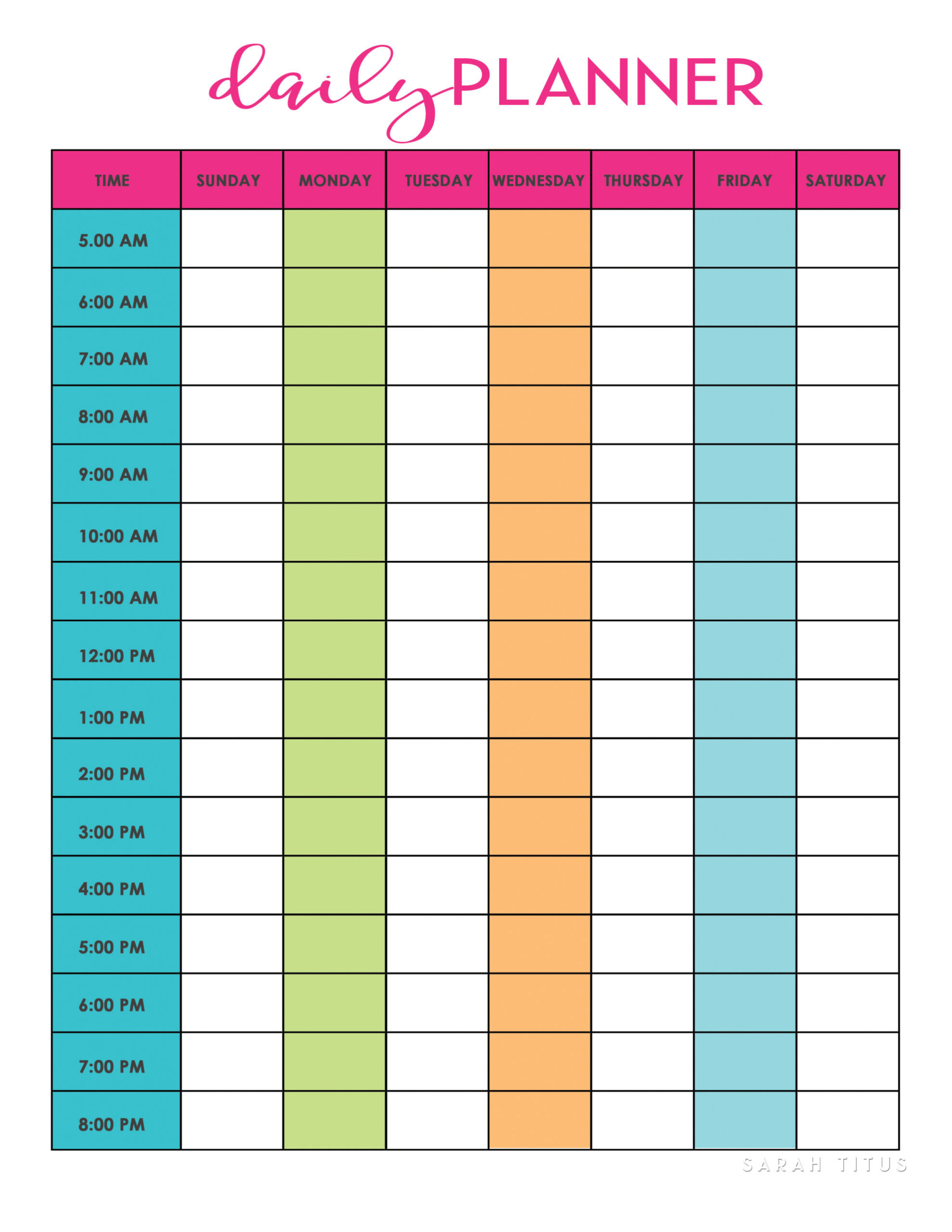 Free Daily Planner Printable Sarah Titus From Homeless