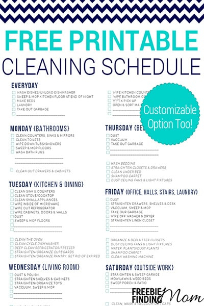 Free Printable Cleaning Schedule Freebie Finding Mom