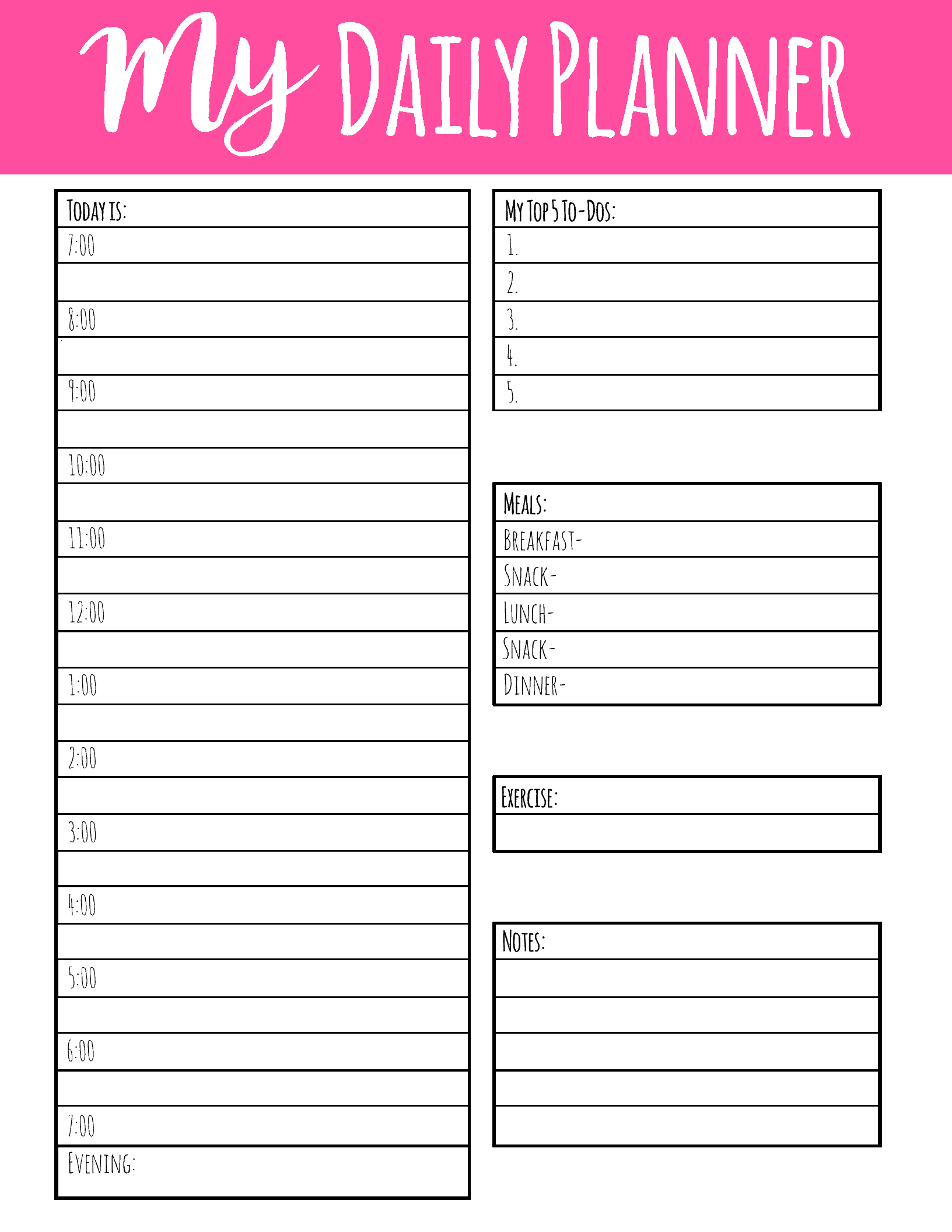 Free Printable Daily Planner Page Mary Martha Mama