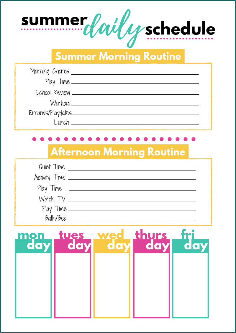  Free Printable Kids Schedule Template Bogiolo