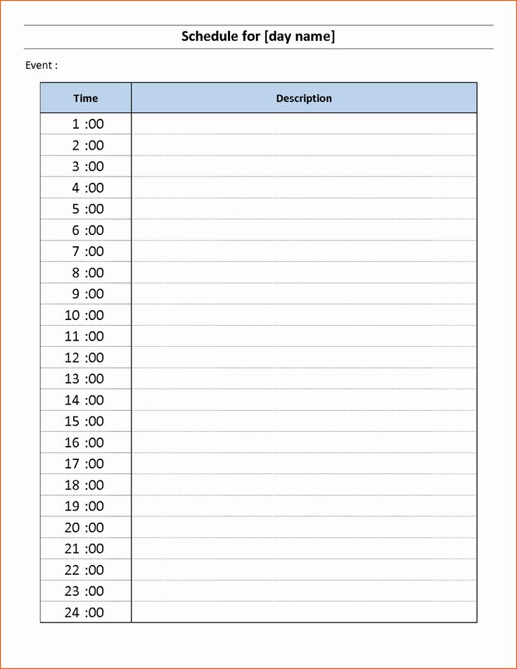 Half Hour Schedule Template Fresh 5 24 Hour Schedule 