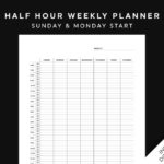 Half Hour Weekly Schedule Printable Half Hour Daily