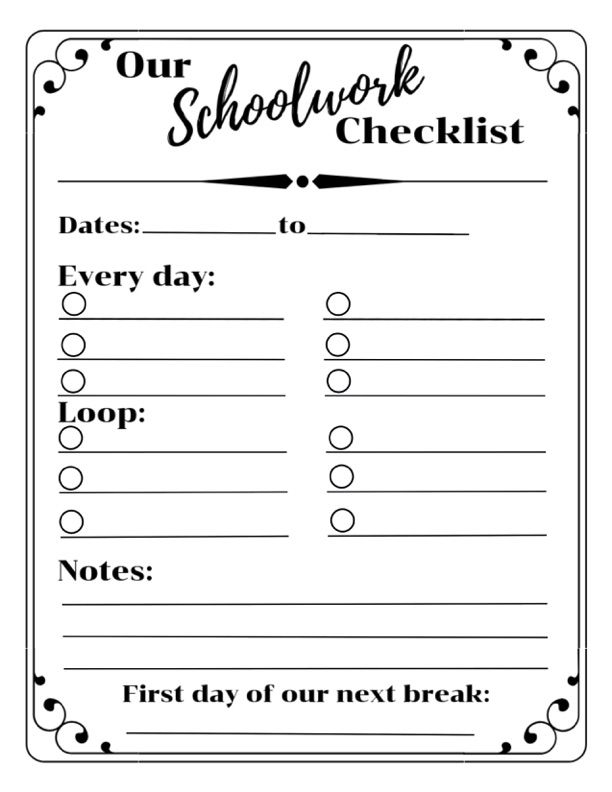 Homeschooling On A Loop Schedule Free Printable 