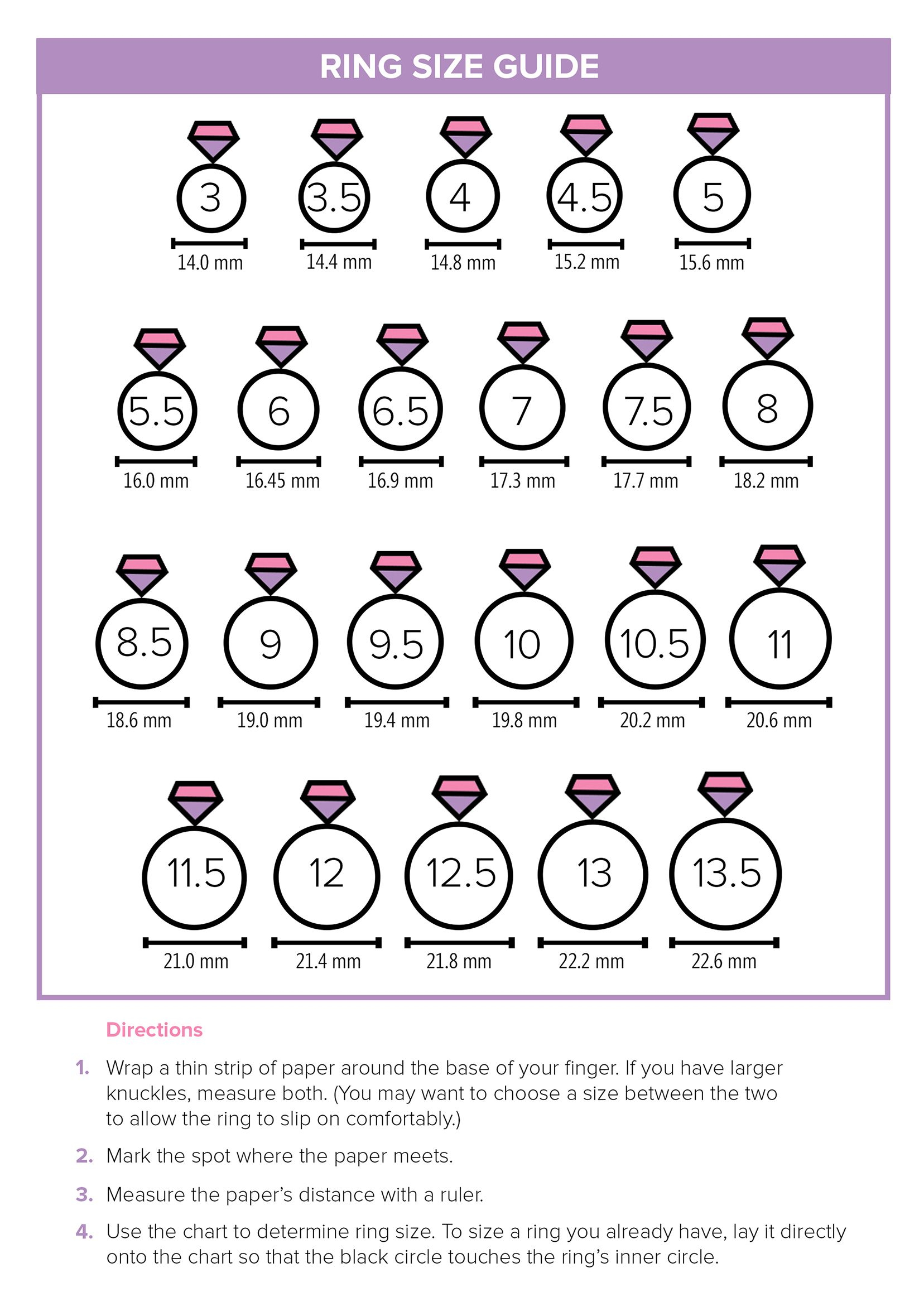 Printable Ring Size Chart Free