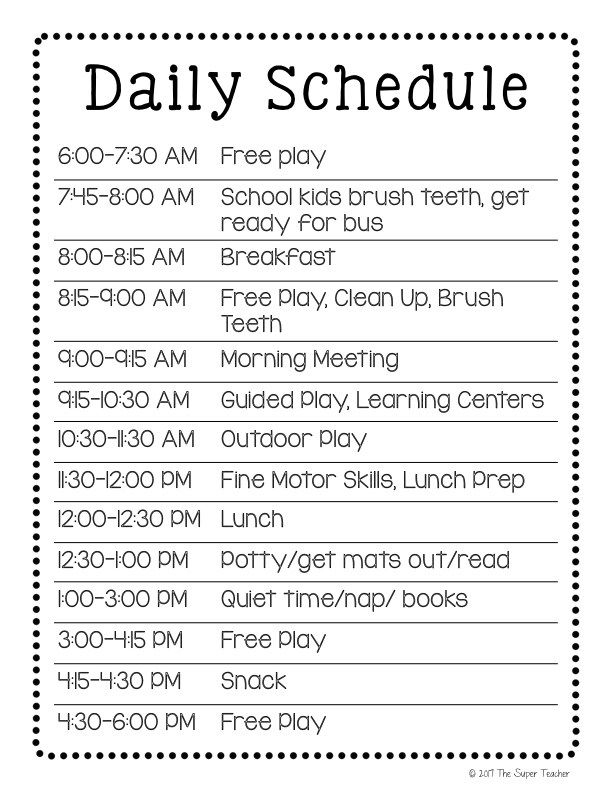 How To Make A Daycare Schedule That Works Free Template 