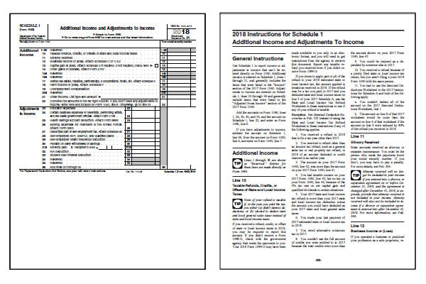 IRS 1040 Form Schedule 1 1040 Form Printable