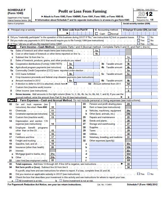 IRS Tax Form 1040 Schedule F 1040 Form Printable