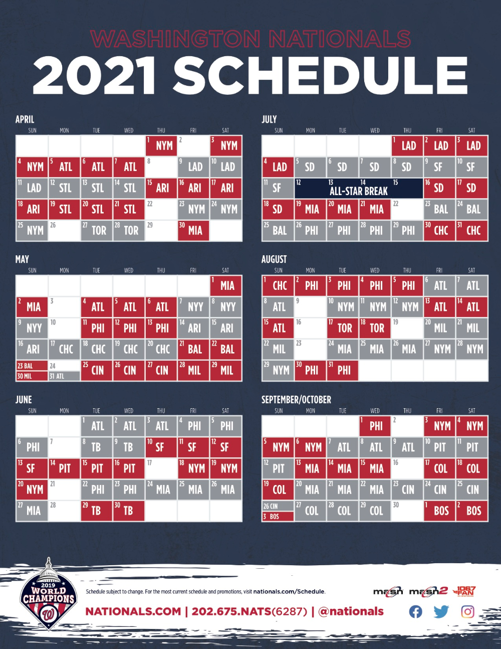 Nationals Announce 2021 Schedule MASN News Information 